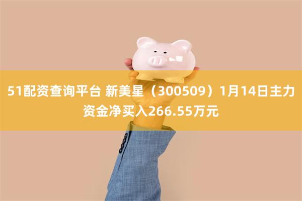 51配资查询平台 新美星（300509）1月14日主力资金净买入266.55万元